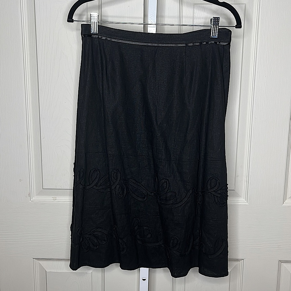 Emanuel Ungaro Linen Blend Embroidered Skirt Size 6 New No Tags - Picture 3 of 16
